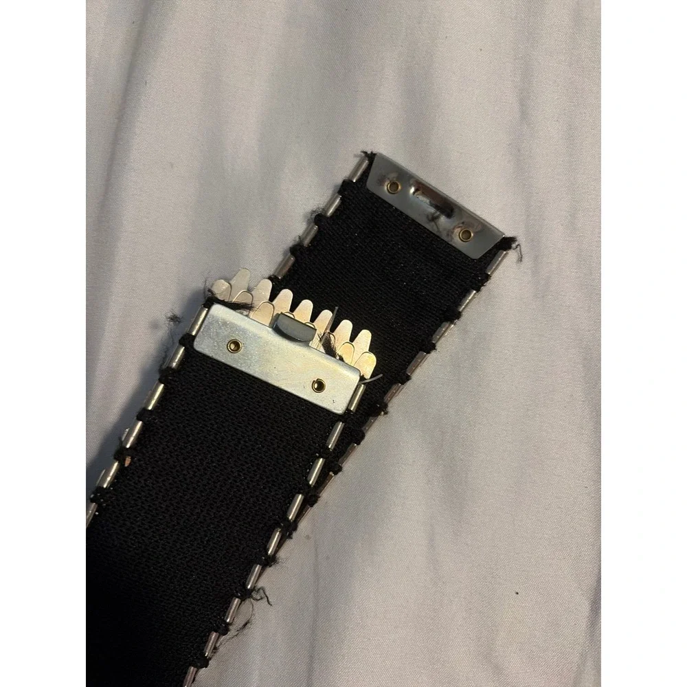 Vintage Metallic Scale Stretch Belt Silver Mermaid Disco Glam Cinch 25in
